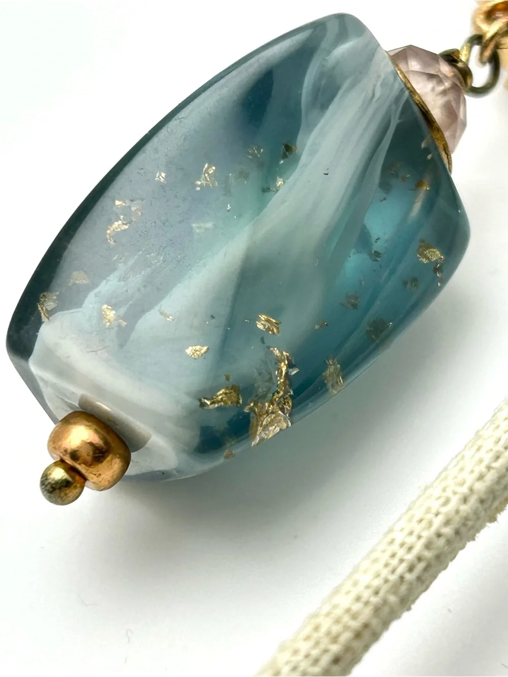 Chico’s Blue and Gold Drop Earrings - Picture 4 of 5